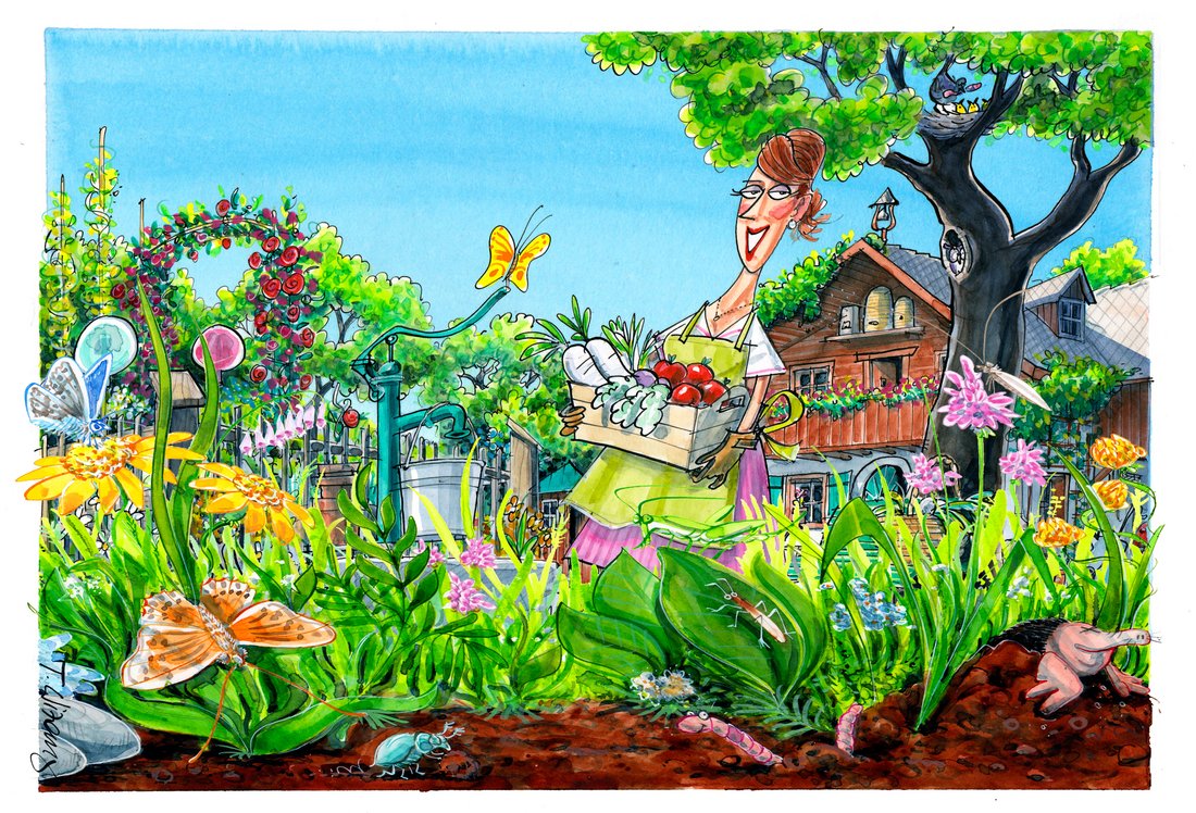 Karikatur Wizany, &quot;Natur im Garten&quot; Sujet